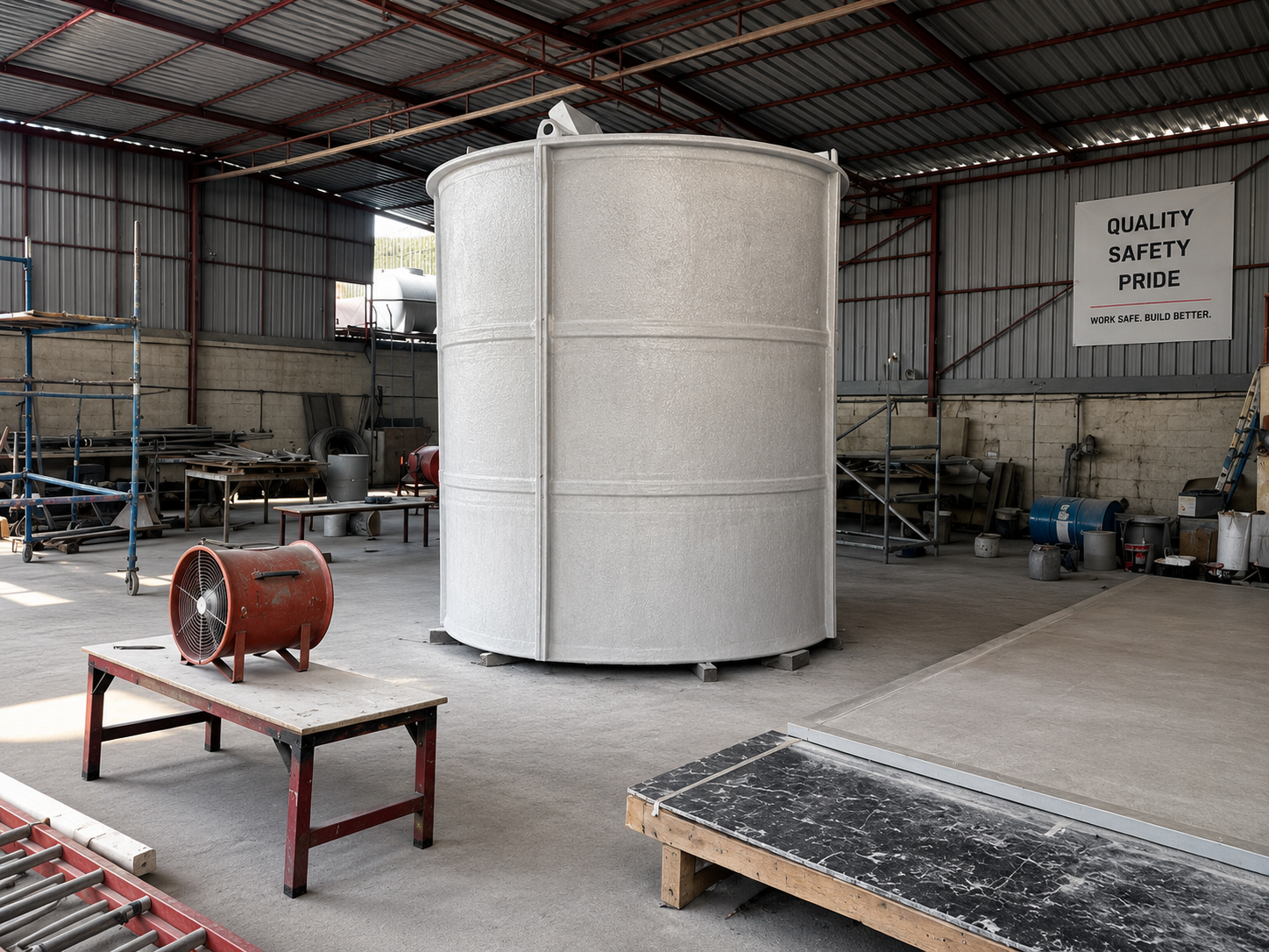 GRP cylindrical tank