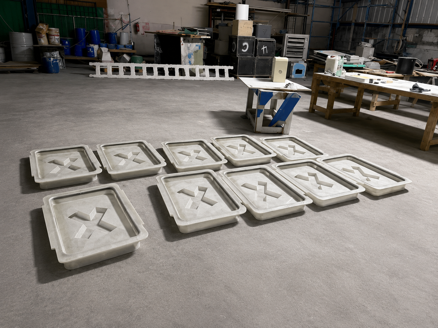 GRP panels laid out for inspection